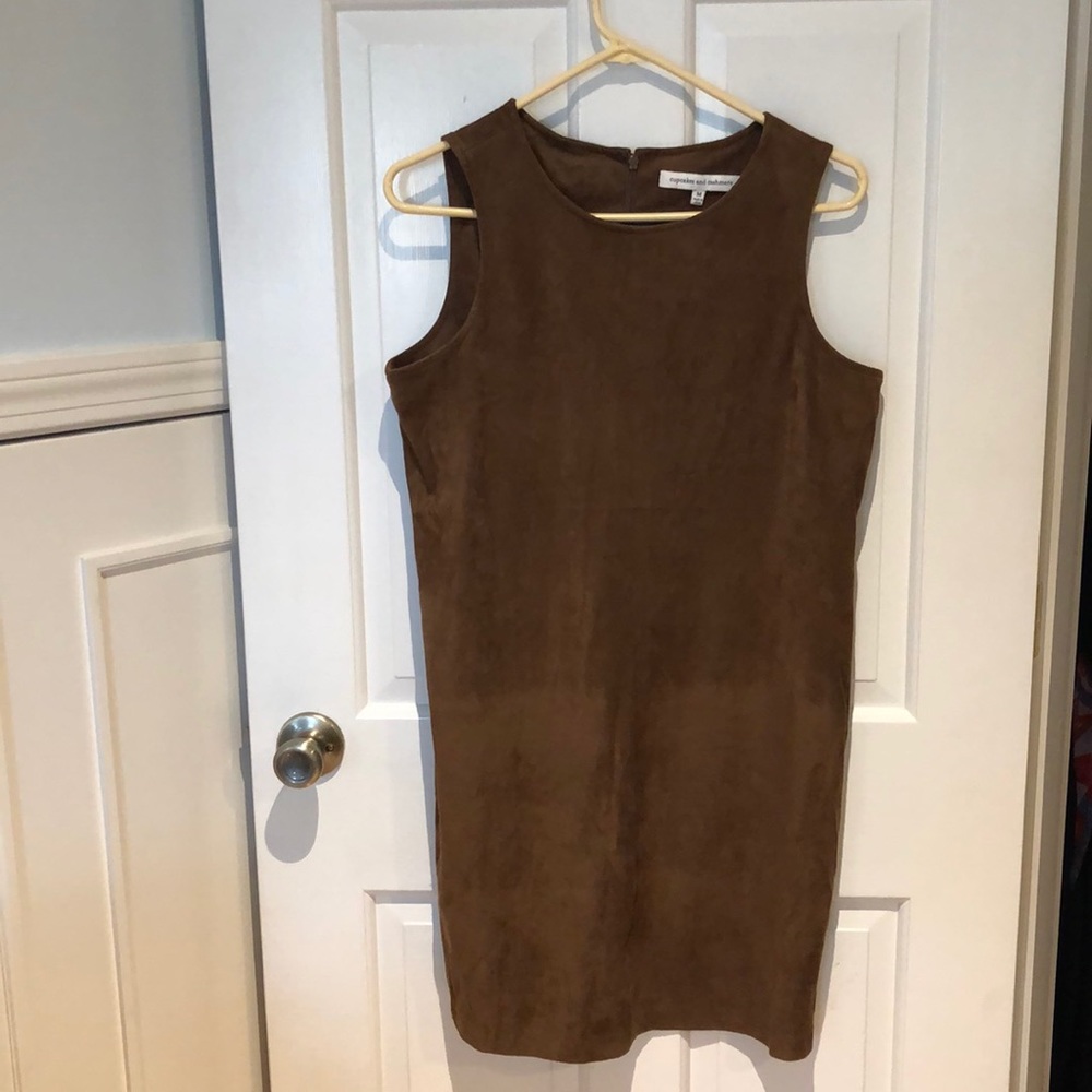 Suede sleeveless shift dress